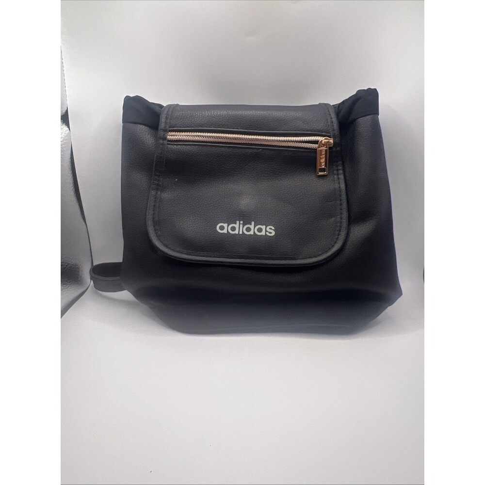 ADIDAS Women’s Black Leather Mini Backpack Travel Bag Adjustable Bag “USED”